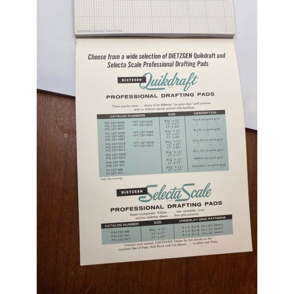 Vintage Dietzgen Quikdraft Vellum Drafting Pad Graph Paper - Picture 8 of 10
